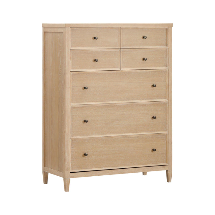Bristol Park 40" Whitewashed Oak Wood 7-Drawer Chest - Dream Home Furniture & Mattress (Waite Park, MN)