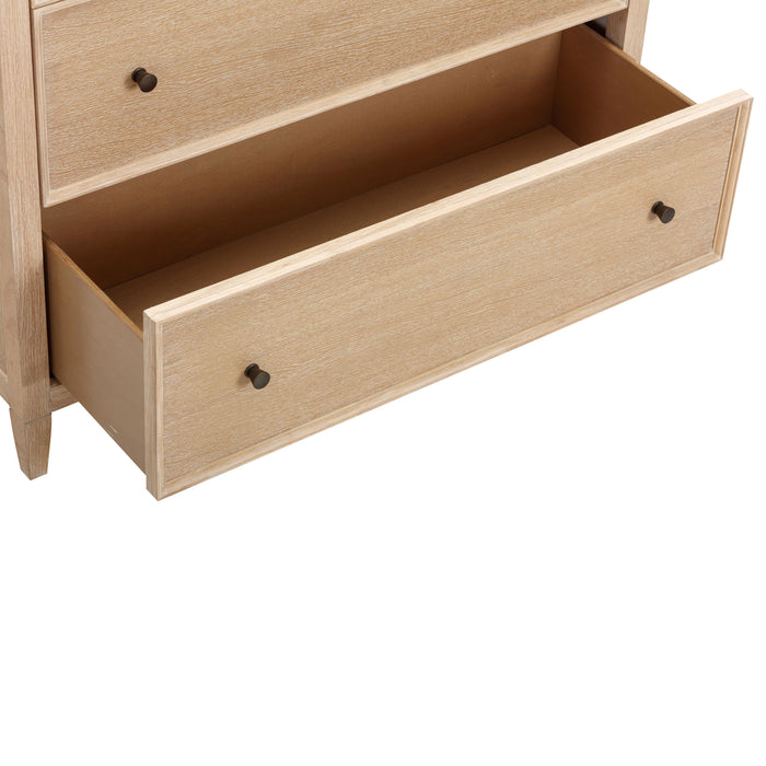 Bristol Park 40" Whitewashed Oak Wood 7-Drawer Chest - Dream Home Furniture & Mattress (Waite Park, MN)