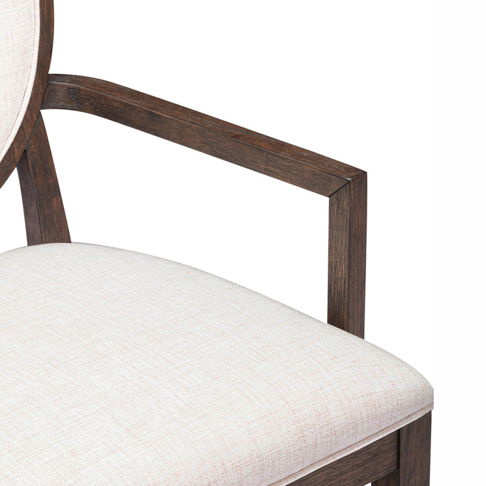 Mila Dark Brown and Beige Performance Fabric Dining Armchair