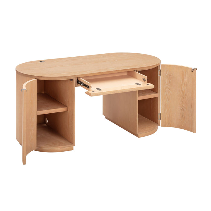 Marlow 64" Wood Executive Desk With Storage - Dream Home Furniture & Mattress (Waite Park, MN)