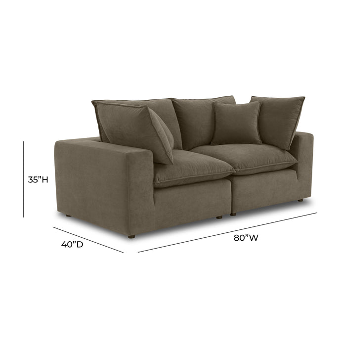 Cali 80" Chocolate Brown Performance Velvet Loveseat