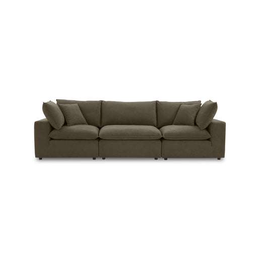 Cali 120" Chocolate Brown Performance Velvet Modular Sofa - Dream Home Furniture & Mattress (Waite Park, MN)