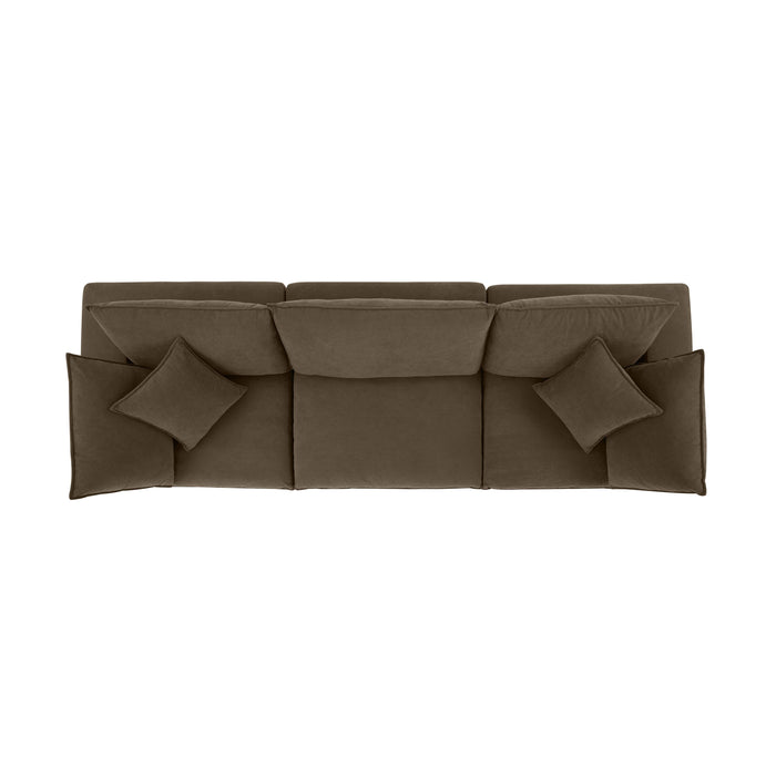 Cali 120" Chocolate Brown Performance Velvet Modular Sofa