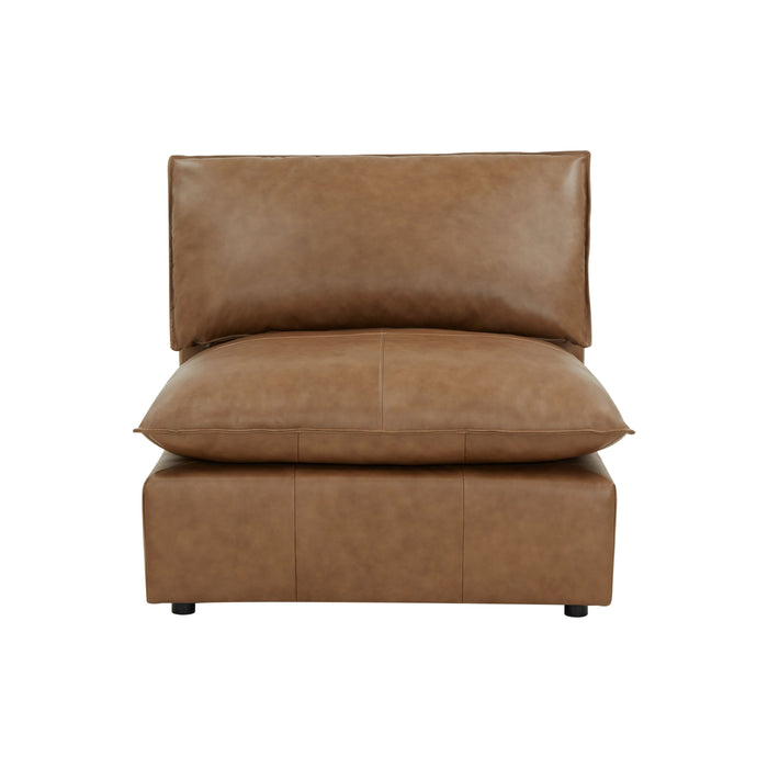 Cali Brown Leather Modular Armless Chair