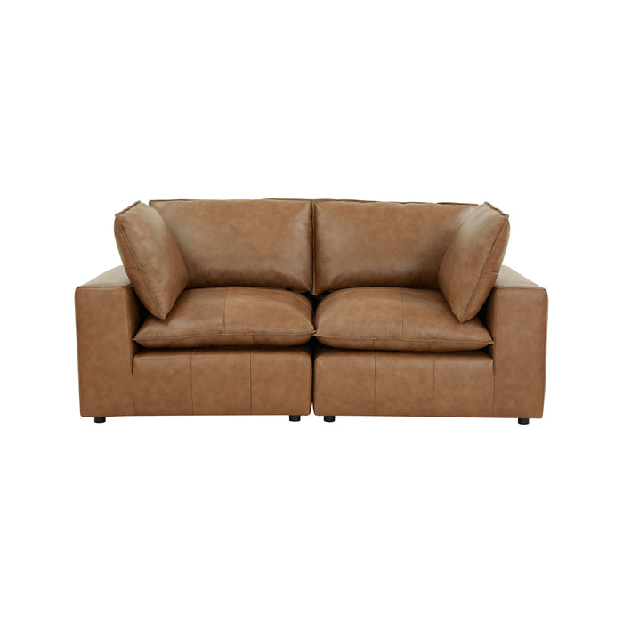 Cali 80" Brown Leather Modular Loveseat