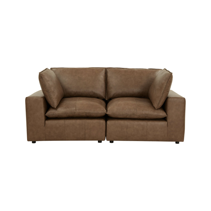 Cali 80" Brown Leather Modular Loveseat