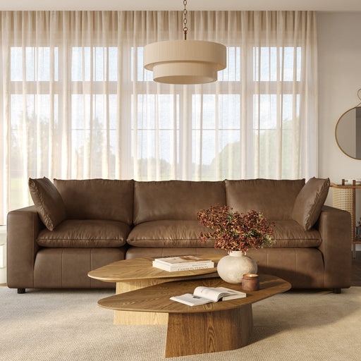 Cali 120" Brown Leather Modular Sofa - Dream Home Furniture & Mattress (Waite Park, MN)