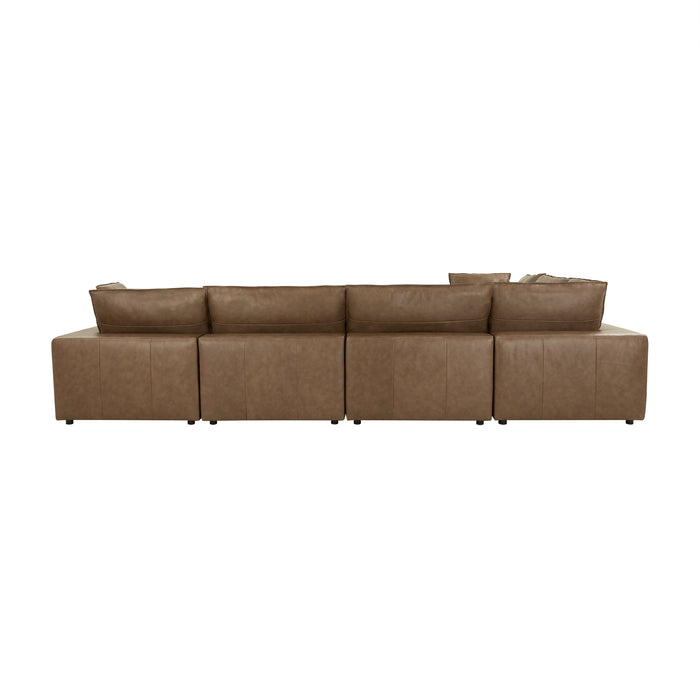 Cali 7-Piece Brown Leather Modular Large Chaise Sectional