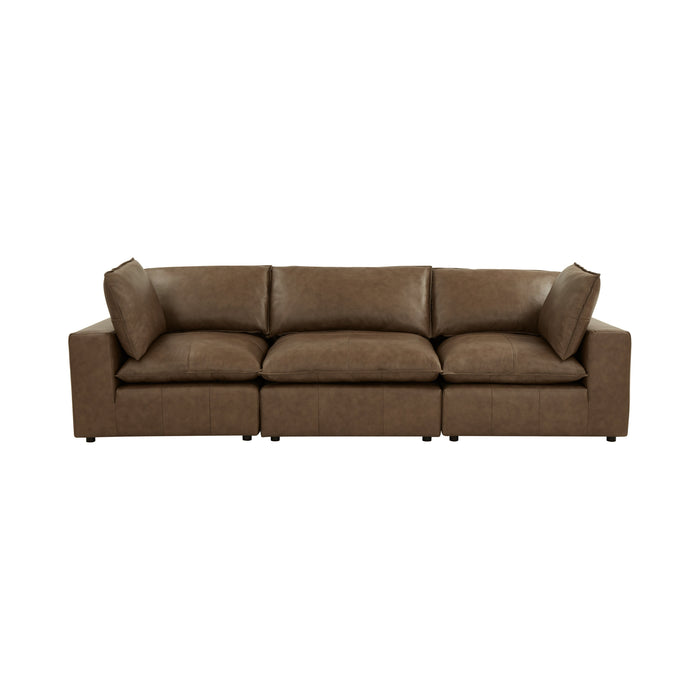 Cali 120" Brown Leather Modular Sofa