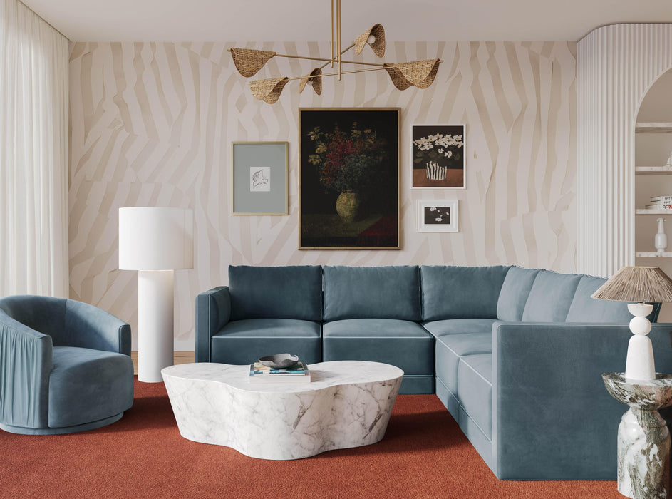 Willow 5-Piece Performance Velvet Modular L Sectional - Dream Home Furniture & Mattress (Waite Park, MN)