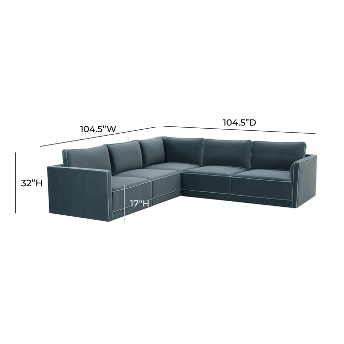 Willow 5-Piece Performance Velvet Modular L Sectional - Dream Home Furniture & Mattress (Waite Park, MN)
