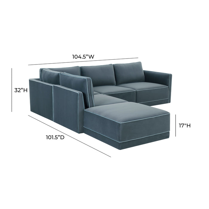 Willow 5-Piece Performance Velvet Modular Left Facing Sectional