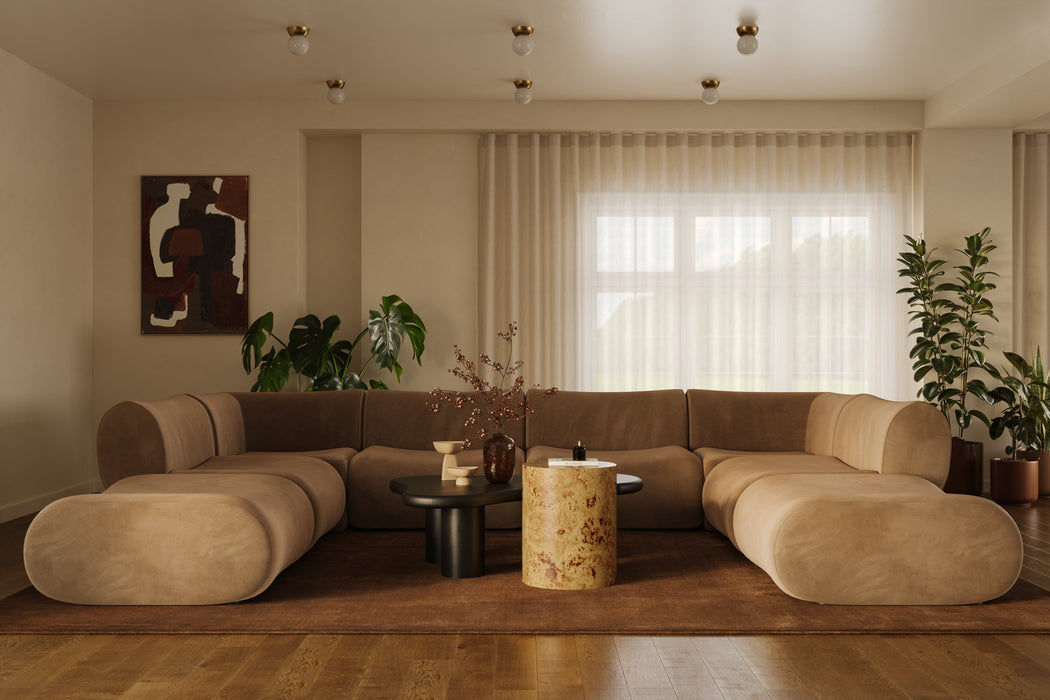 Zenith 8-Piece Latte Brown Performance Velvet Modular U-Sectional - Dream Home Furniture & Mattress (Waite Park, MN)