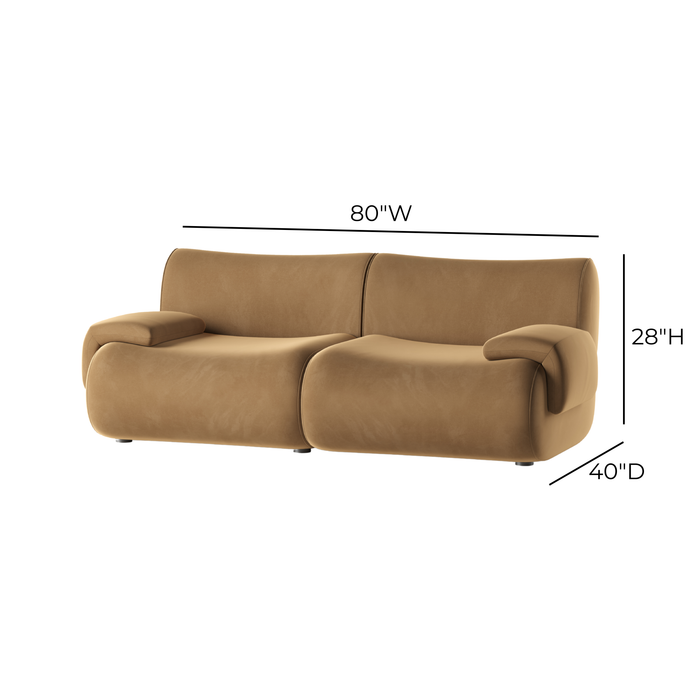 Zenith 80" Latte Brown Performance Velvet Modular Loveseat