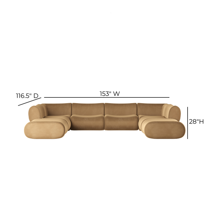Zenith 8-Piece Latte Brown Performance Velvet Modular U-Sectional - Dream Home Furniture & Mattress (Waite Park, MN)