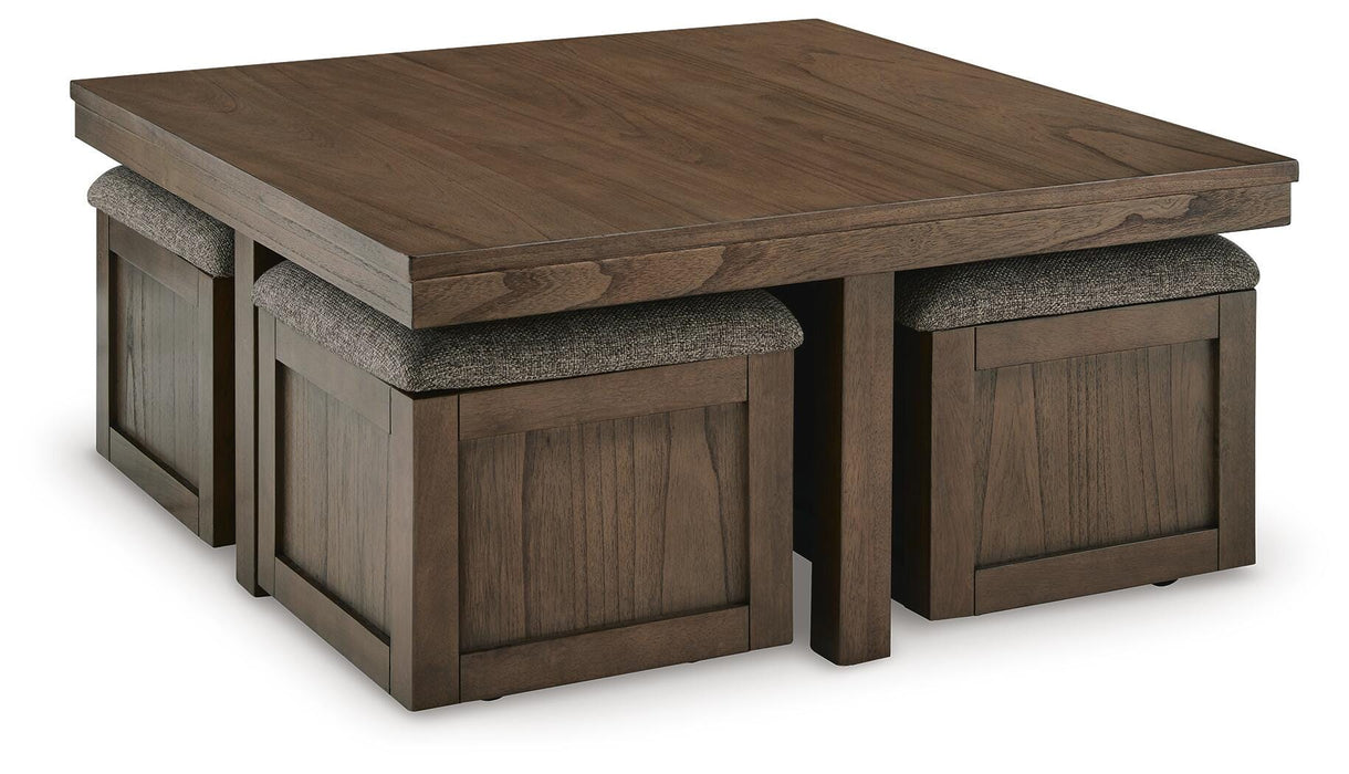 Boardernest Coffee Table with 4 Stools - Dream Home Furniture & Mattress (Waite Park, MN)