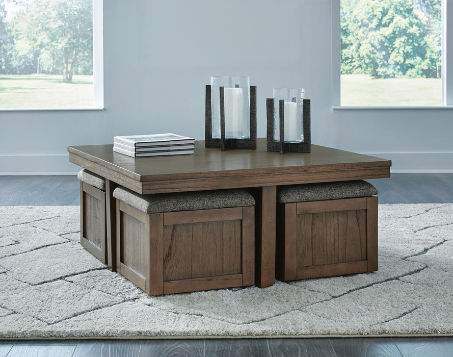 Boardernest Coffee Table with 4 Stools - Dream Home Furniture & Mattress (Waite Park, MN)