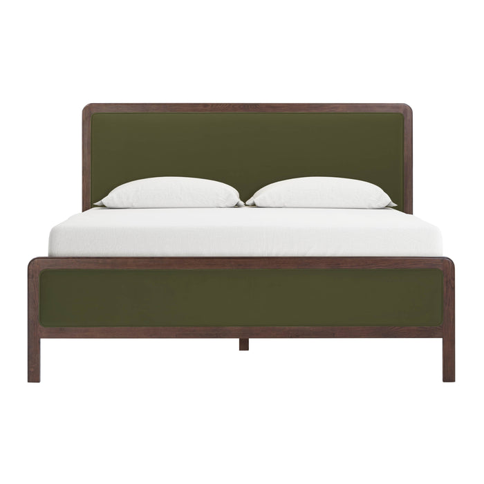 Hella Contract-Grade Velvet and Ash Wood Bed