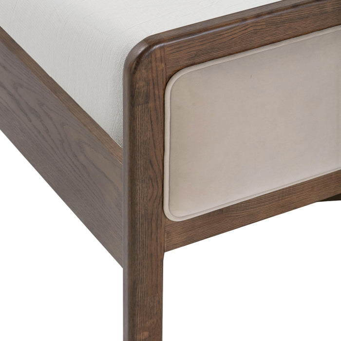 Hella Contract-Grade Velvet and Ash Wood Bed