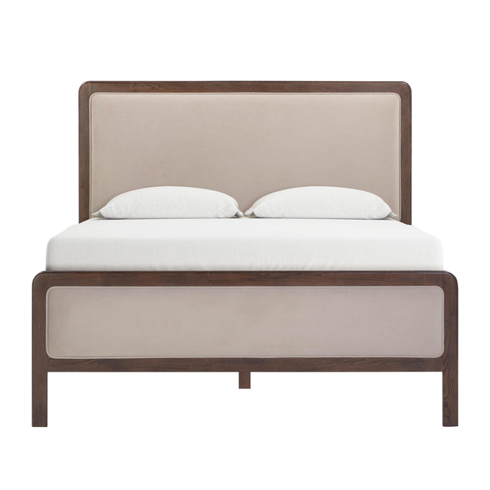 Hella Contract-Grade Velvet and Ash Wood Bed
