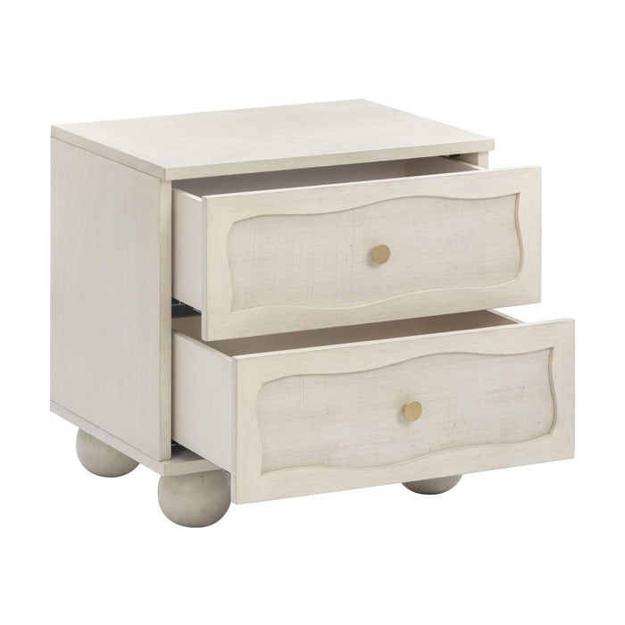 Grappa 22" Wood &amp; Raffia Wavy 2-Drawer Nightstand