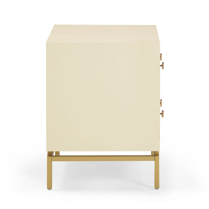 Pesce 25" Faux Shagreen 2-Drawer Nightstand - Dream Home Furniture & Mattress (Waite Park, MN)