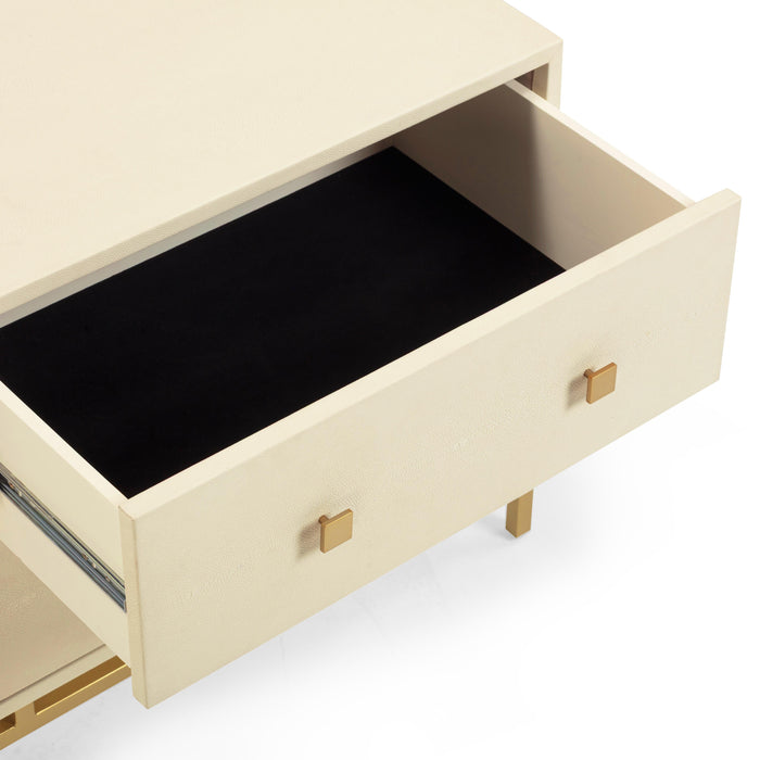 Pesce 25" Faux Shagreen 2-Drawer Nightstand - Dream Home Furniture & Mattress (Waite Park, MN)