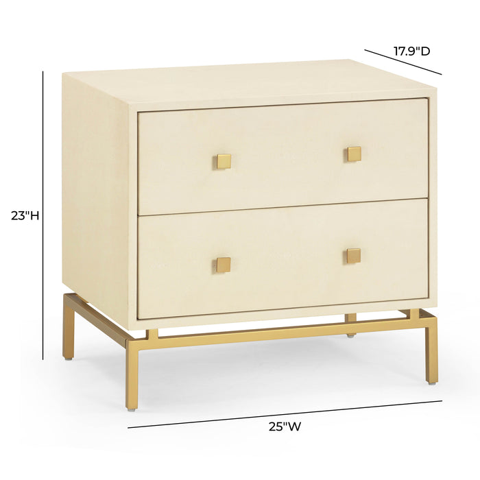 Pesce 25" Faux Shagreen 2-Drawer Nightstand - Dream Home Furniture & Mattress (Waite Park, MN)