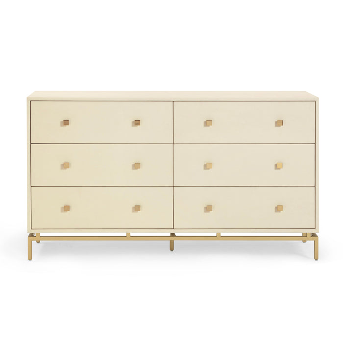Pesce 57" Faux Shagreen 6-Drawer Dresser - Dream Home Furniture & Mattress (Waite Park, MN)