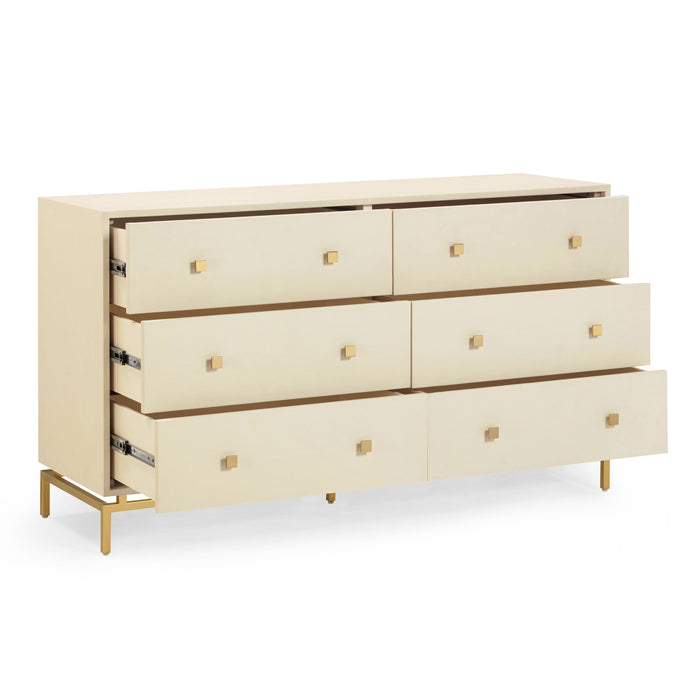 Pesce 57" Faux Shagreen 6-Drawer Dresser - Dream Home Furniture & Mattress (Waite Park, MN)