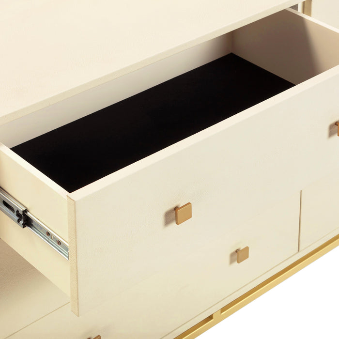Pesce 57" Faux Shagreen 6-Drawer Dresser - Dream Home Furniture & Mattress (Waite Park, MN)