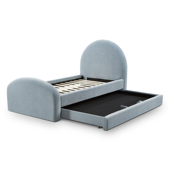 Moon Chambray Blue Performance Chenille Twin Trundle Bed - Dream Home Furniture & Mattress (Waite Park, MN)