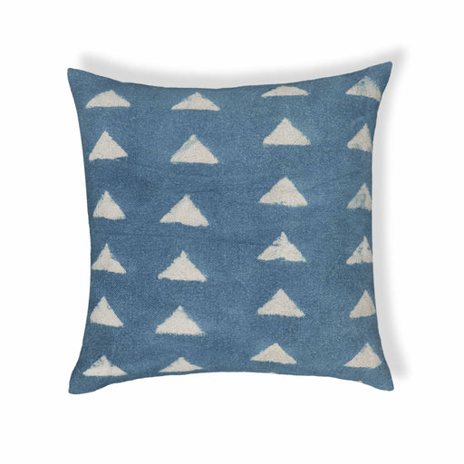 Indigo Triangles 20" Cotton Square Throw Pillow Cover - Dream Home Furniture & Mattress (Waite Park, MN)