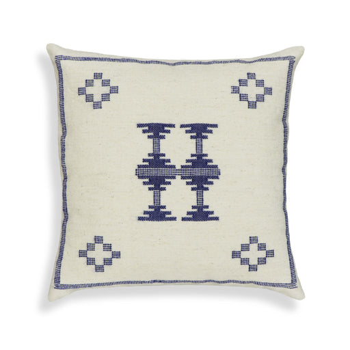 Aztec 20" Cream &amp; Indigo Wool Square Throw Pillow Cover - Dream Home Furniture & Mattress (Waite Park, MN)