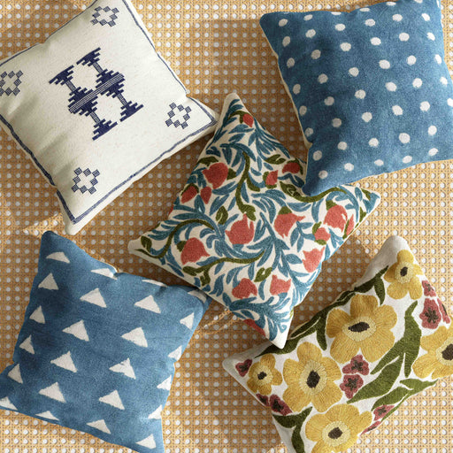 Indigo Dots 20" Cotton Square Throw Pillow Cover - Dream Home Furniture & Mattress (Waite Park, MN)