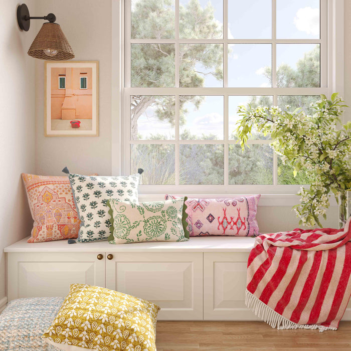 Portia 20"X12" Embroidered Cotton Flex Throw Pillow Cover