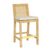 Amara Rattan &amp; Cream Contract-Grade Linen Stool - Dream Home Furniture & Mattress (Waite Park, MN)