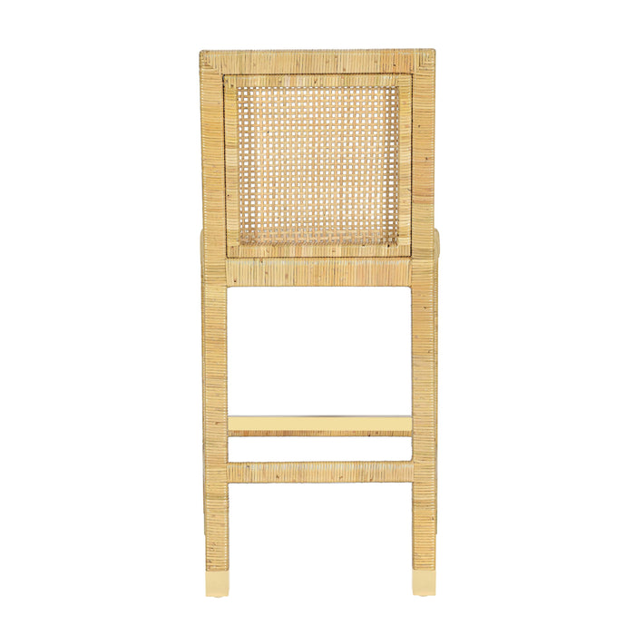 Amara Rattan &amp; Cream Contract-Grade Linen Stool - Dream Home Furniture & Mattress (Waite Park, MN)