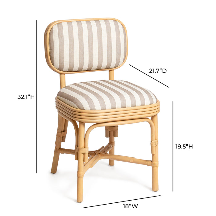 Dorine Striped Performance Linen &amp; Rattan Dining Chair