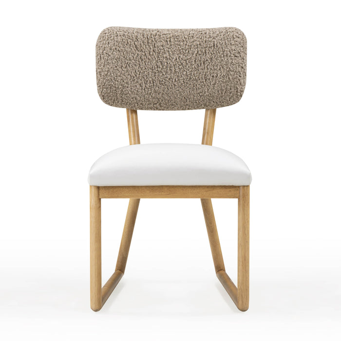 Bobbie Cream Performance Vegan Leather and Grey Vegan Shearling Dining Chair