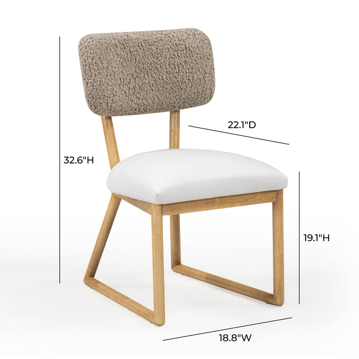 Bobbie Cream Performance Vegan Leather and Grey Vegan Shearling Dining Chair