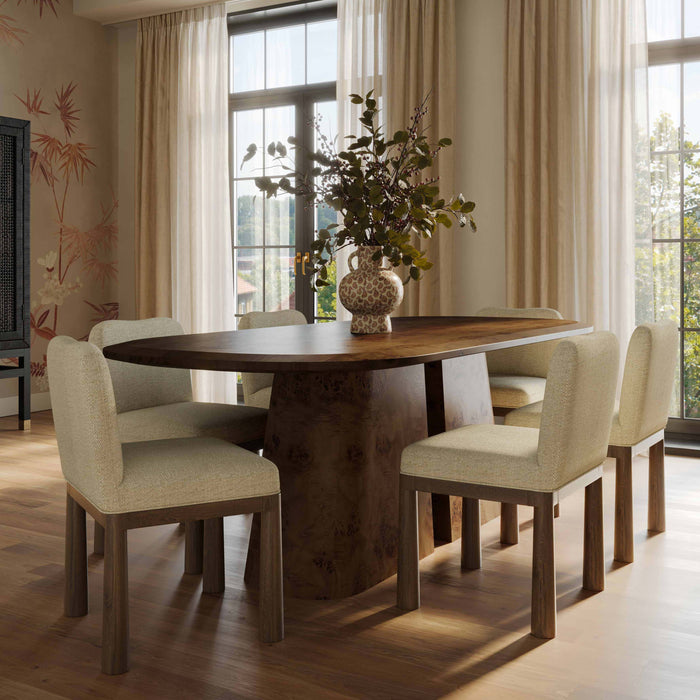 Gladyss 87" Brown Burl Oval Dining Table