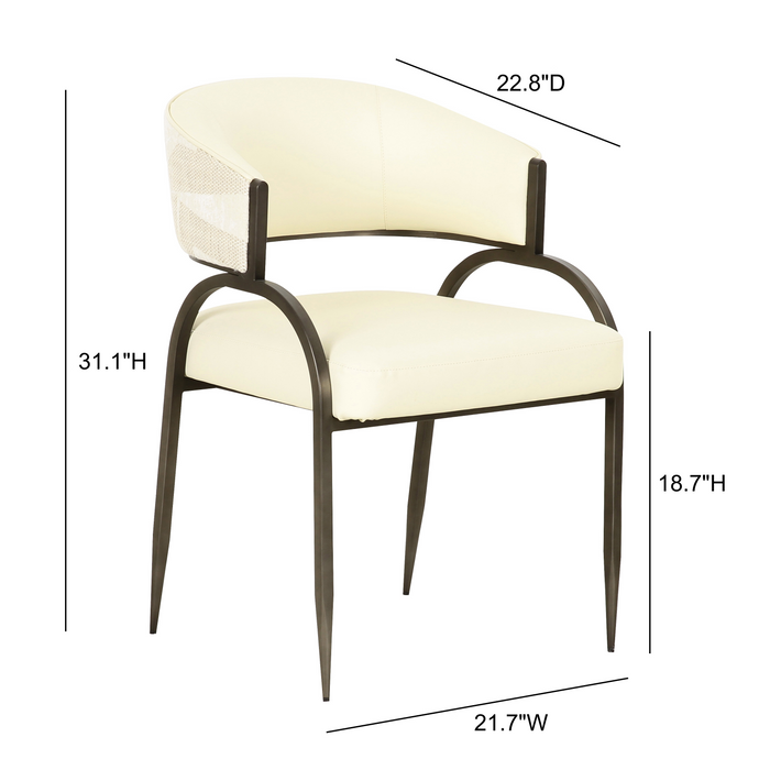 Tatum Cream 2-Tone Performance Vegan Leather and Jacquard Dining Chair