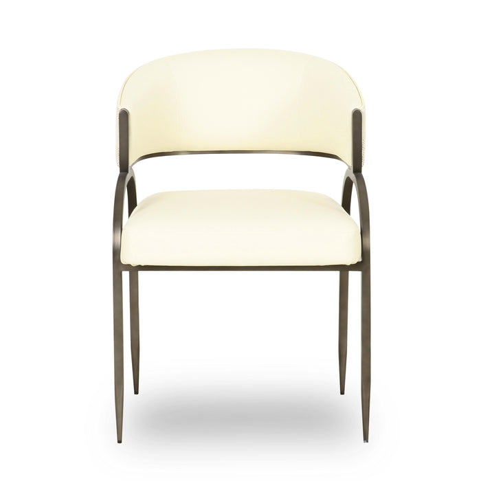 Tatum Cream 2-Tone Performance Vegan Leather and Jacquard Dining Chair