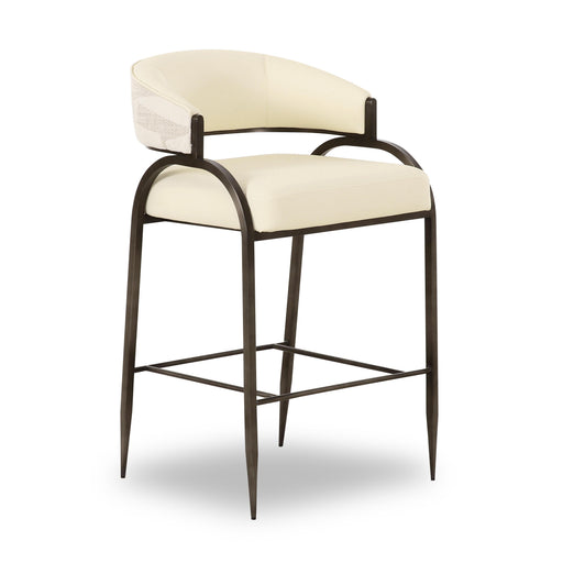 Tatum Cream 2-Tone Performance Vegan Leather and Jacquard Counter Stool - Dream Home Furniture & Mattress (Waite Park, MN)