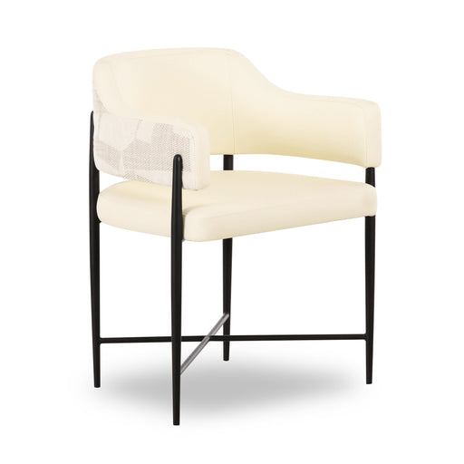 Sezanne Cream 2-Tone Performance Vegan Leather and Jacquard Dining Chair - Dream Home Furniture & Mattress (Waite Park, MN)