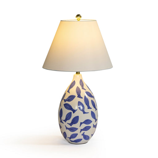 Sardine White &amp; Blue Ceramic Table Lamp - Dream Home Furniture & Mattress (Waite Park, MN)