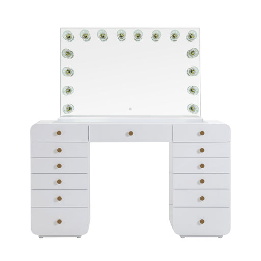 Hollywood 56" White Desk with Vanity Mirror - Dream Home Furniture & Mattress (Waite Park, MN)