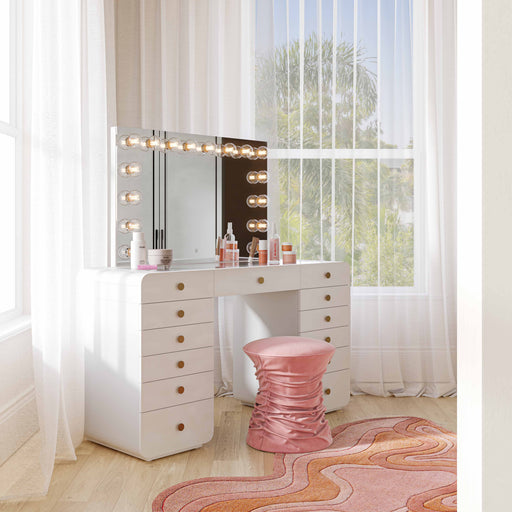 Hollywood 56" White Desk with Vanity Mirror - Dream Home Furniture & Mattress (Waite Park, MN)