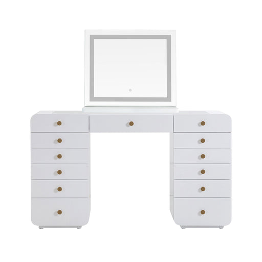 Hollywood 56" White Desk with LED Panel Vanity Mirror - Dream Home Furniture & Mattress (Waite Park, MN)